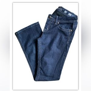 Miss Me Womens Signature Boot Cut Jeans Measures 33 Dark Wash Bling Maximalist